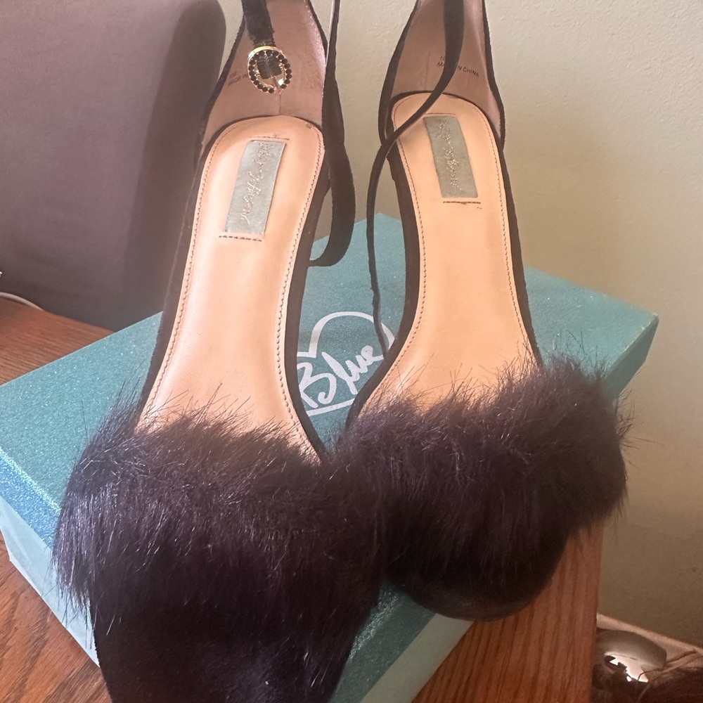 Elegant Black Fur Heels